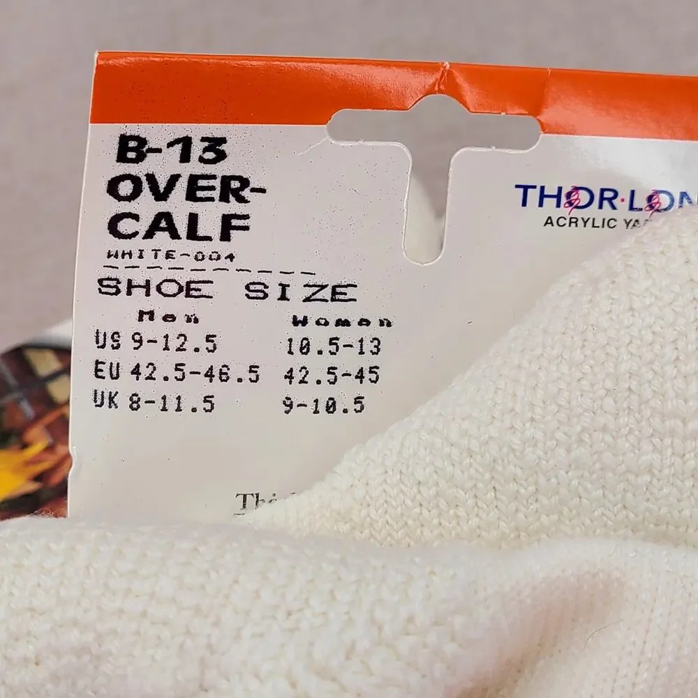 B13 Mens 9 12.5 Thorlos Unisex Basketball Thick Padded Over The Calf Socks White